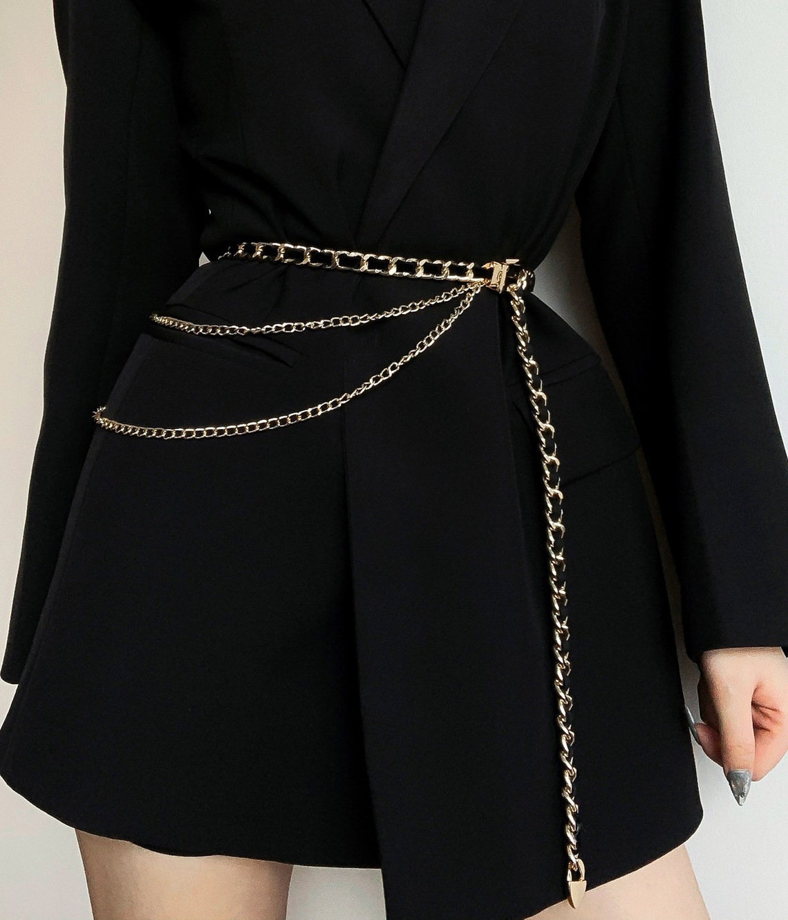 Gold chain belt completes your chic outfit. Explore now Etsy