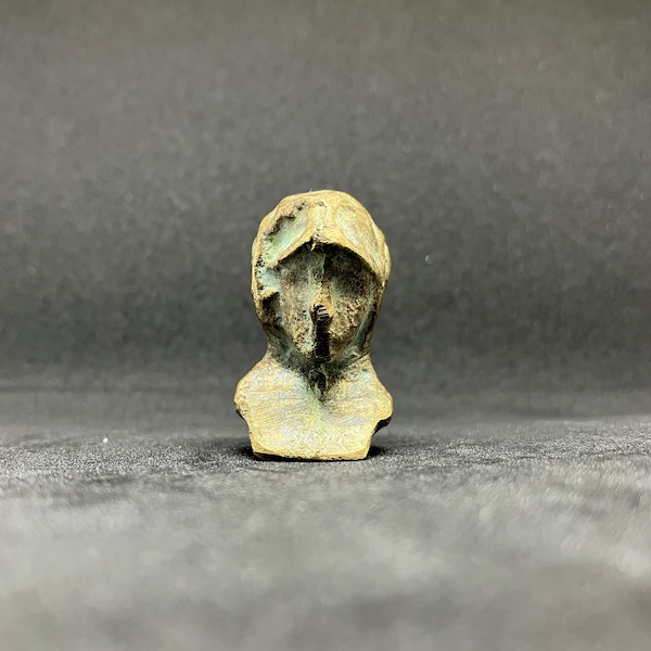 Antique Bronze Head Sculpture, Bronze Helmet Figurine Cast, Antique Bronze Miniatures