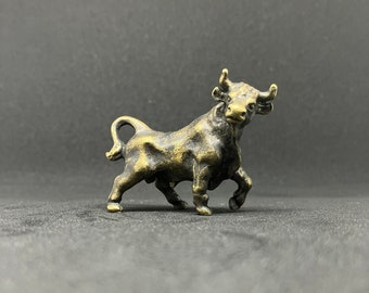 Sculpture de taureau en bronze, figurine en bronze, miniatures d'art animalier, miniature de taureau, art en bronze