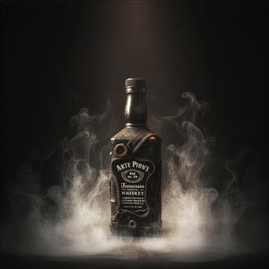 Gepersonaliseerde uniek versierde steampunk-whiskyflessen, nieuwe stijl barkunst met aangepaste labels