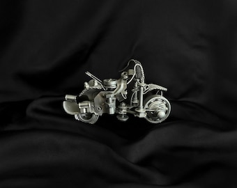 Handmade Scrap Metal Motorcycle Art, Recycled Industrial Sculpture