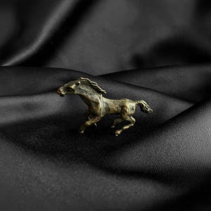 Handmade Bronze Horse Figurine – Small Running Horse Sculpture – Unique Equestrian Decor, Animal Art Miniatures, Horse Miniature, Bronze Art