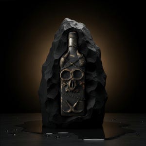 Handgjord skalleflaska i polymerlera | Gotisk steampunk-dekor | Återvunnen bronskonstskulptur | Mörk gåva för män