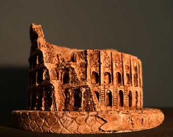 Colosseum Monument Miniature - Concrete Roman Statue - Handcrafted Tealight Holder and Decorative Object, Ancient Rome Colosseum Mini Statue