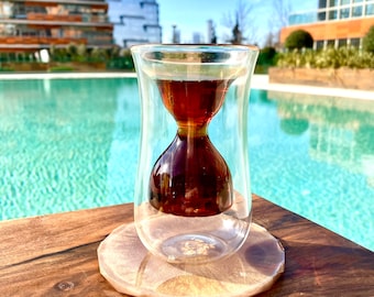 Sand Watch Shaped Cocktail Glass - Double Wall Borosilicate Glass