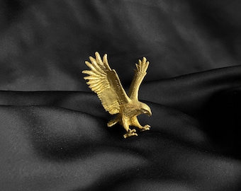 Handmade Bronze & Gold Eagle Figurine – Small Bird of Prey Sculpture – Unique Eagle Decor