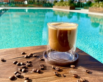 Handgefertigte Doppelwandige Glastasse aus Borosilikat-Kaffeeglas