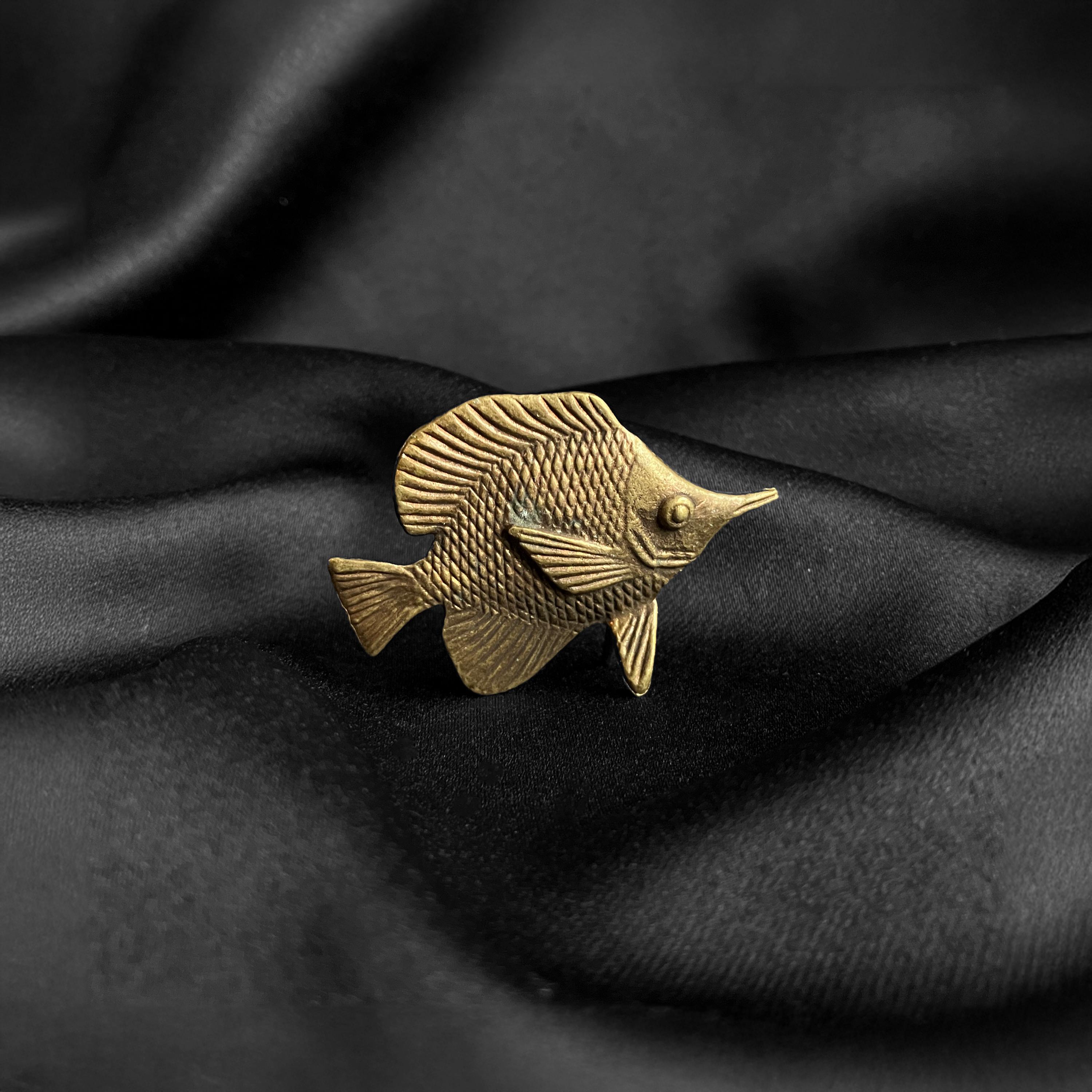 Handmade Bronze Fish Sculpture, Minimalist Ocean Decor