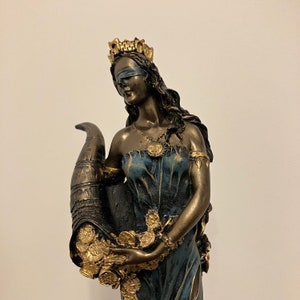 Fortuna Sculpture, Goddess of Fortune Figurine, Polyester Goddess of Luck Statue, Ancient Greek Goddess