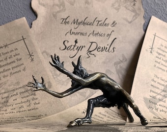 Mythological Greek Satyr Horny Devil Bronze Figurine, Demon Faun Figure, Teufel Satyr Faun, Devil Kasli Bronze, Halloween Figure