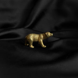 Handmade Gold Colored Bronze Bear Sculpture in Two Sizes Bronze Bear Sculpture, Wall Street Bronze Figurine, Rustic Wildlife Decor