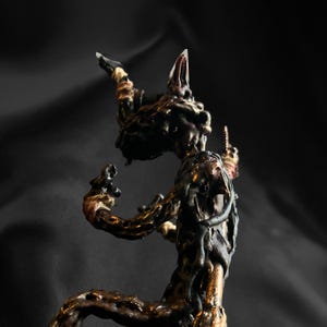 Handmade Devil Sculpture - Unique 16cm Silicone and Metal Devil Figure - Dark Art Demon Figurine - Gothic Horror Decor