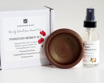 Marokkanisches Berber-Set | enthält Original marokkanischen Terracotta Lip Stain + Orangenblütenwasser.