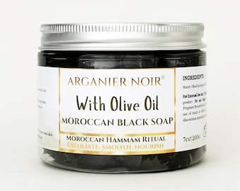Marokkanisches Hammam-Set aus schwarzer Seife und Kessa-Handschuhen