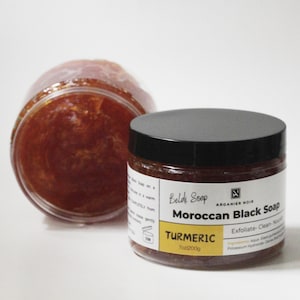 Moroccan Black Soap with Turmeric or Nila + Kessa Glove| Best to exfoliate and remove dead skin cells.