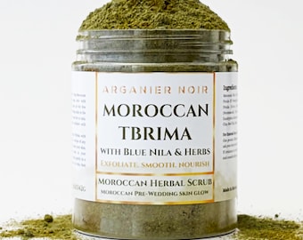 Moroccan Tbrima Herbal Body Scrub with Blue Nila Based and herbs