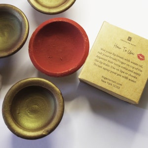 Moroccan Terracotta Pot- Original Red Brick Lip stain from the City Of Fez- Long Lasting Buildable Color.