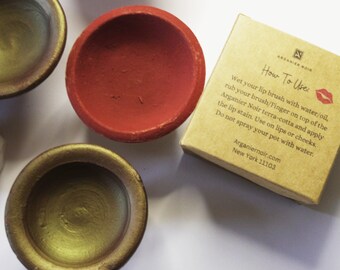 Moroccan Terracotta Pot- Original Red Brick Lip stain from the City Of Fez- Long Lasting Buildable Color.