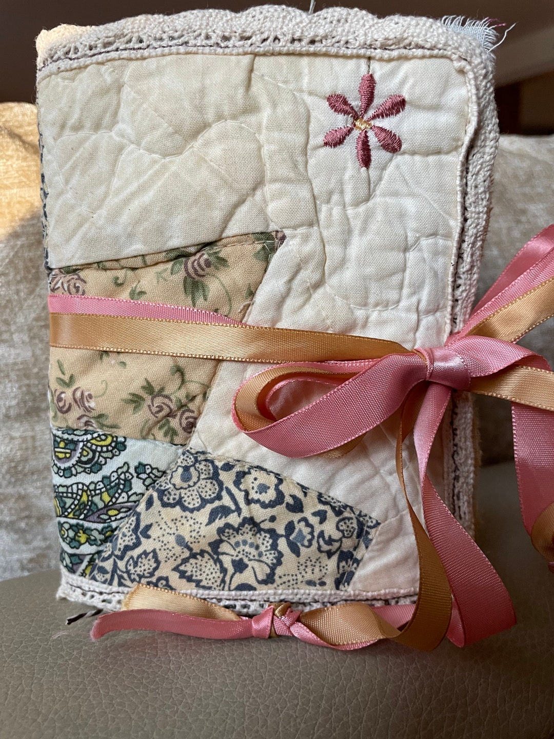 Junk Journal Handmade Vintage Quilt Cover Mini Journal Etsy