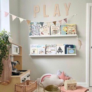 PLAY | Large Display Letters | Wooden Word Wall Art | Playroom Sign