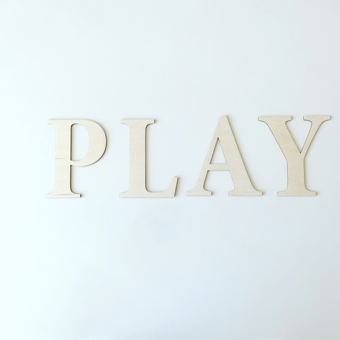 PLAY Serif Display Letters Wooden Word Wall Art Playroom Etsy