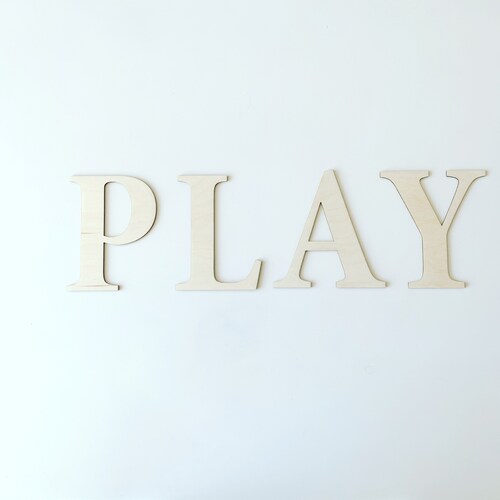 Play Sign Wooden Word Wall Art Play Script Word Sign Etsy UK
