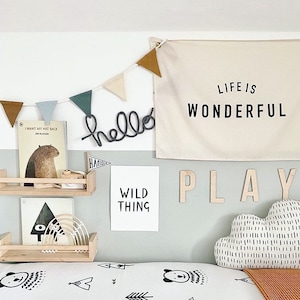 PLAY | Display Letters | Wooden Word Wall Art | Playroom Sign | Child’s Bedroom Sign