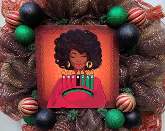 Kwanzaa wreath, Cultural Holiday wreath, Kwanzaa Holiday, Kwanzaa Decoration, African Heritage celebration, Pan-African Cultural Celebration