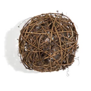 Natural 4” in diameter Woven Rattan Balls (set of 4); Rattan Ball Wreath Attachment