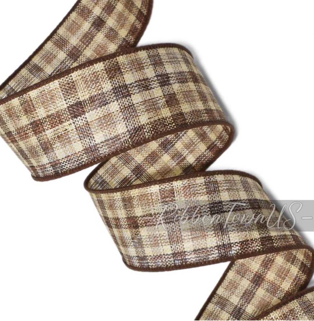Rustic Barn Ribbon Brown and Beige Rustic Farmhouse Wired Burlap Ribbon in a 5yd 20in ...