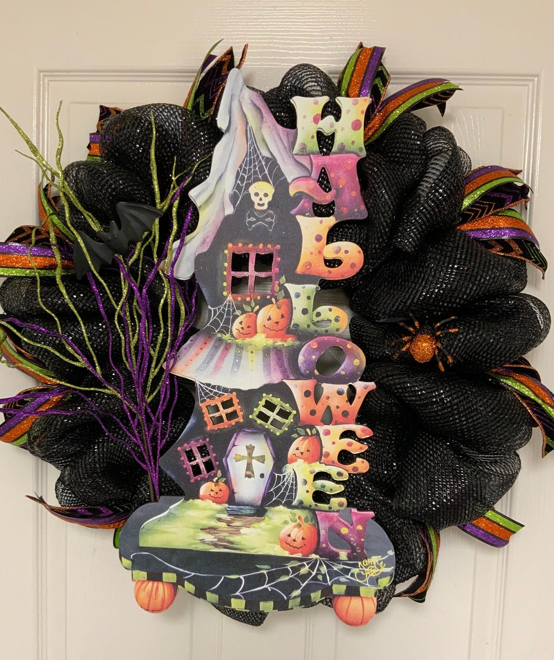 Halloween Wreath for Front Door Haunted House Door Hanger Etsy