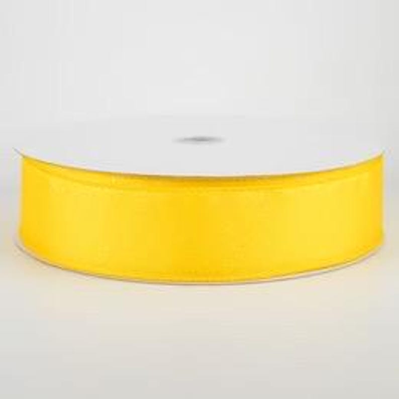 Bright Yellow Ribbons Yellow Satin Iridescent Glitter Misted 1.5” Ribbon; Summer Yellow ...
