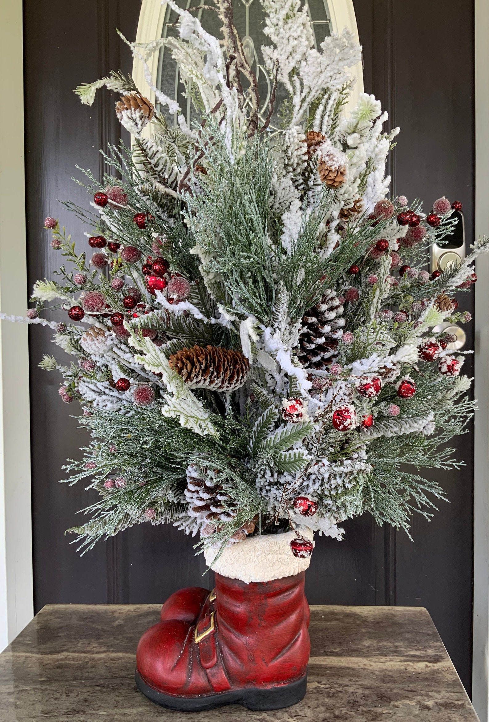 Santa Boots Table Centerpiece, Santa Boots Christmas Decor, Santa Boots ...