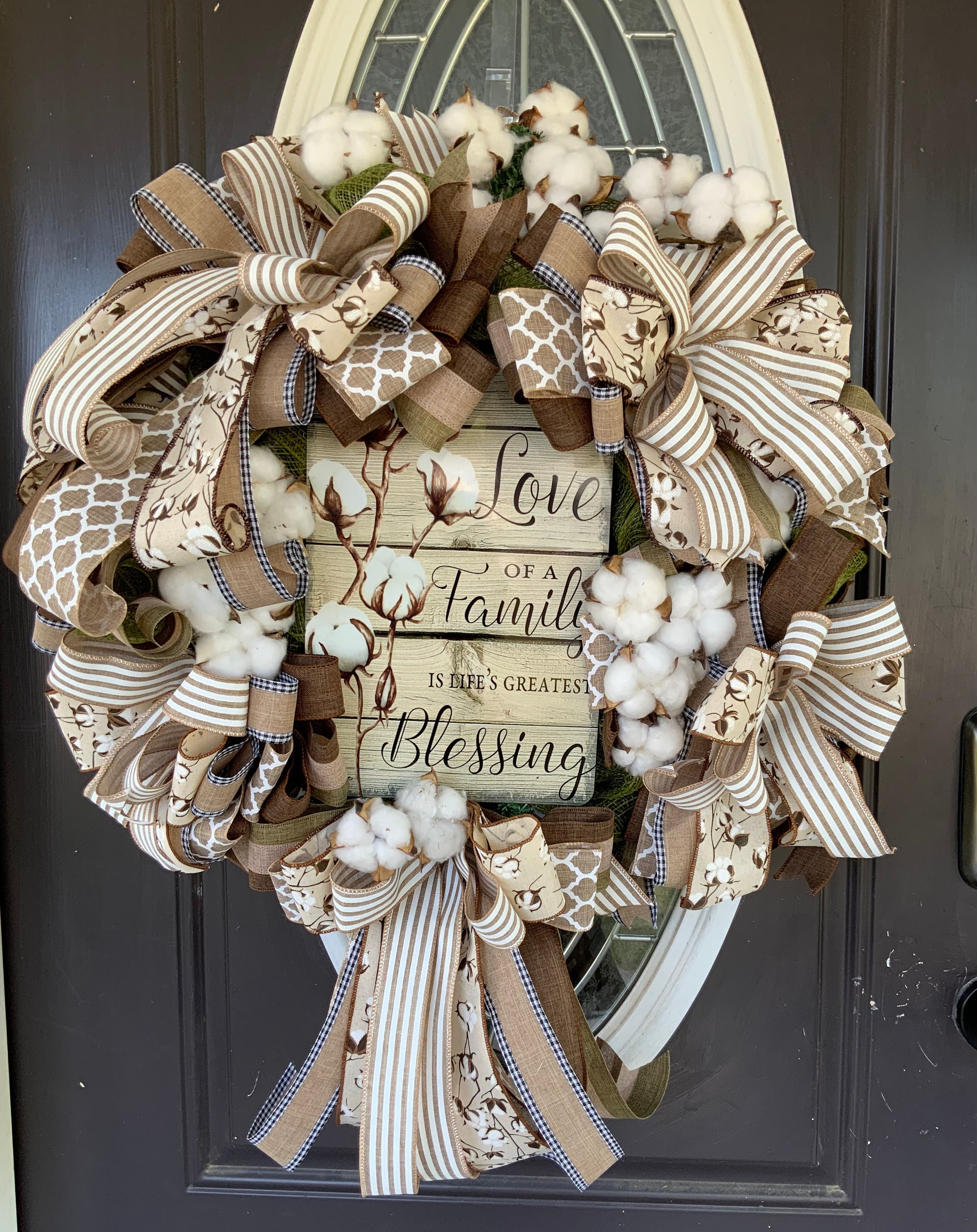 21 Winter Wreath Ideas Beyond Christmas 12 Cotton boll Wreath, Cotton Boll Farmhouse Wreath, Love of Family…