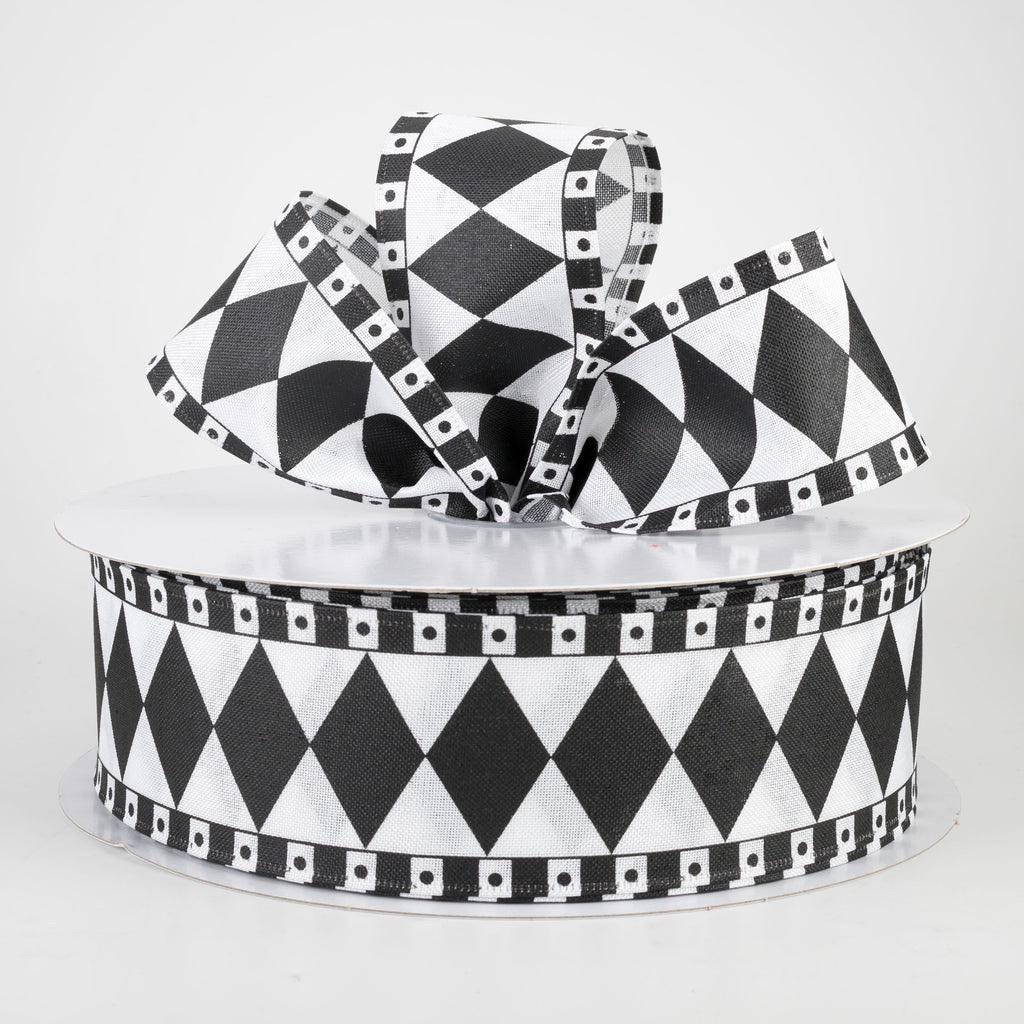 2.5 Harlequin Fun Diamond Ribbon in Black & White in 10yd, 9yd and 8yd ...