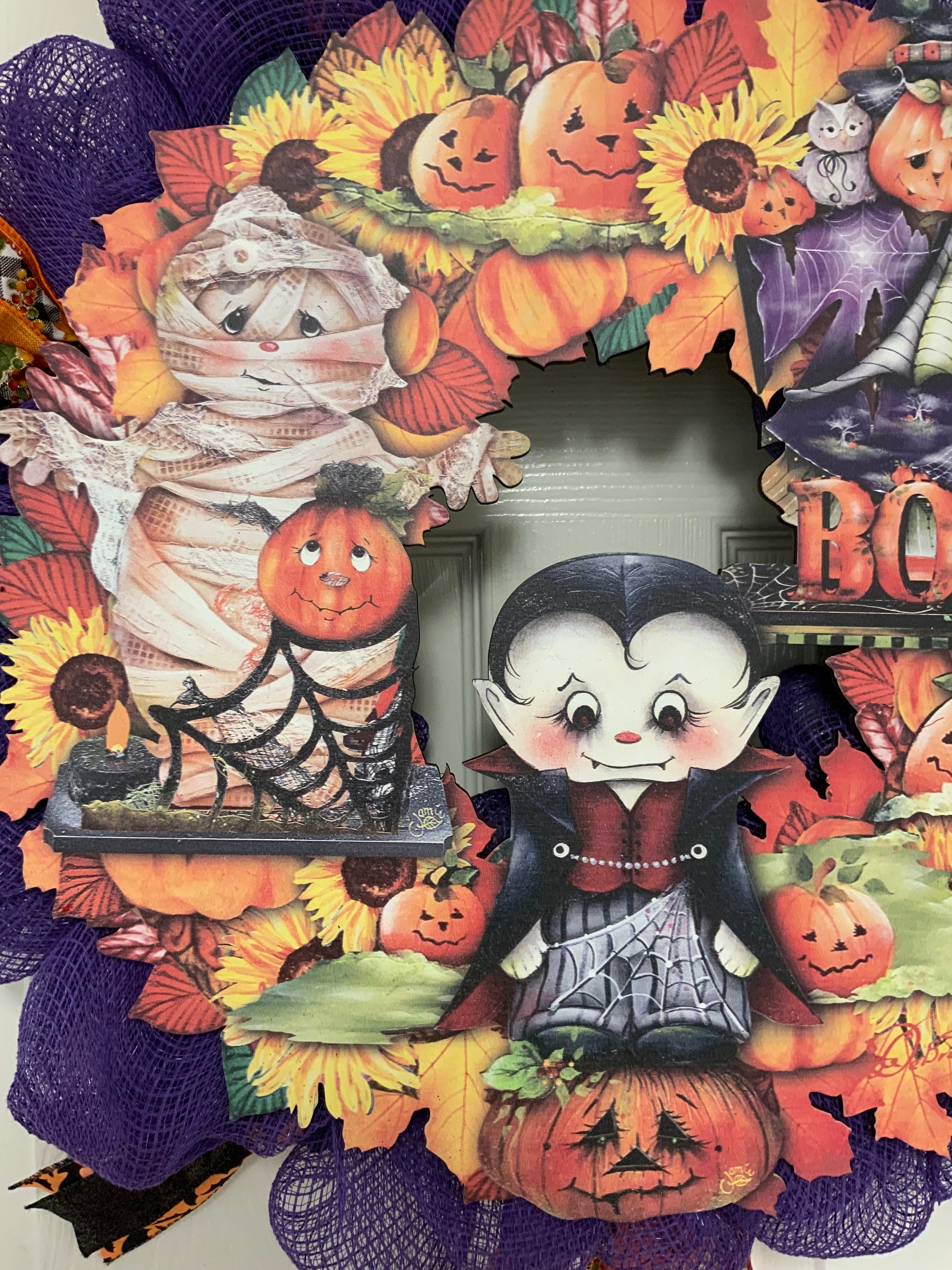 Halloween Ghoullish Wreath, Halloween Wreath for Front Door