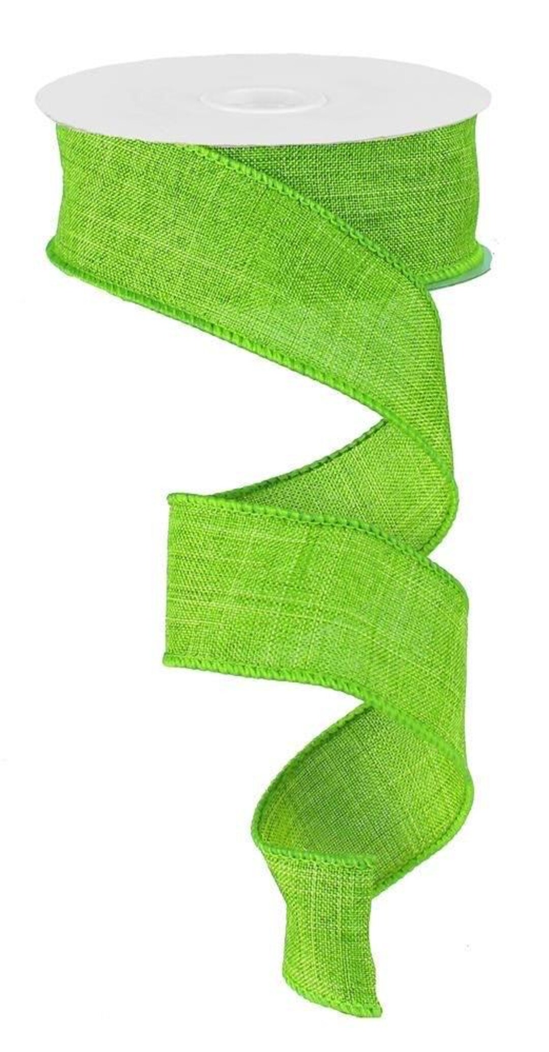 Fresh Green Wired 1.5” Royal Burlap Ribbon With Fresh Green Stitching ...