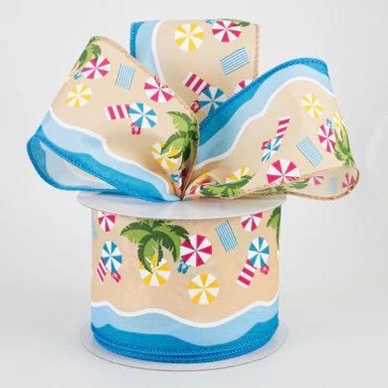 Seashore Beach Day 2.5” Ribbon; Summer Day at the Beach 2.5” Ribbon ...