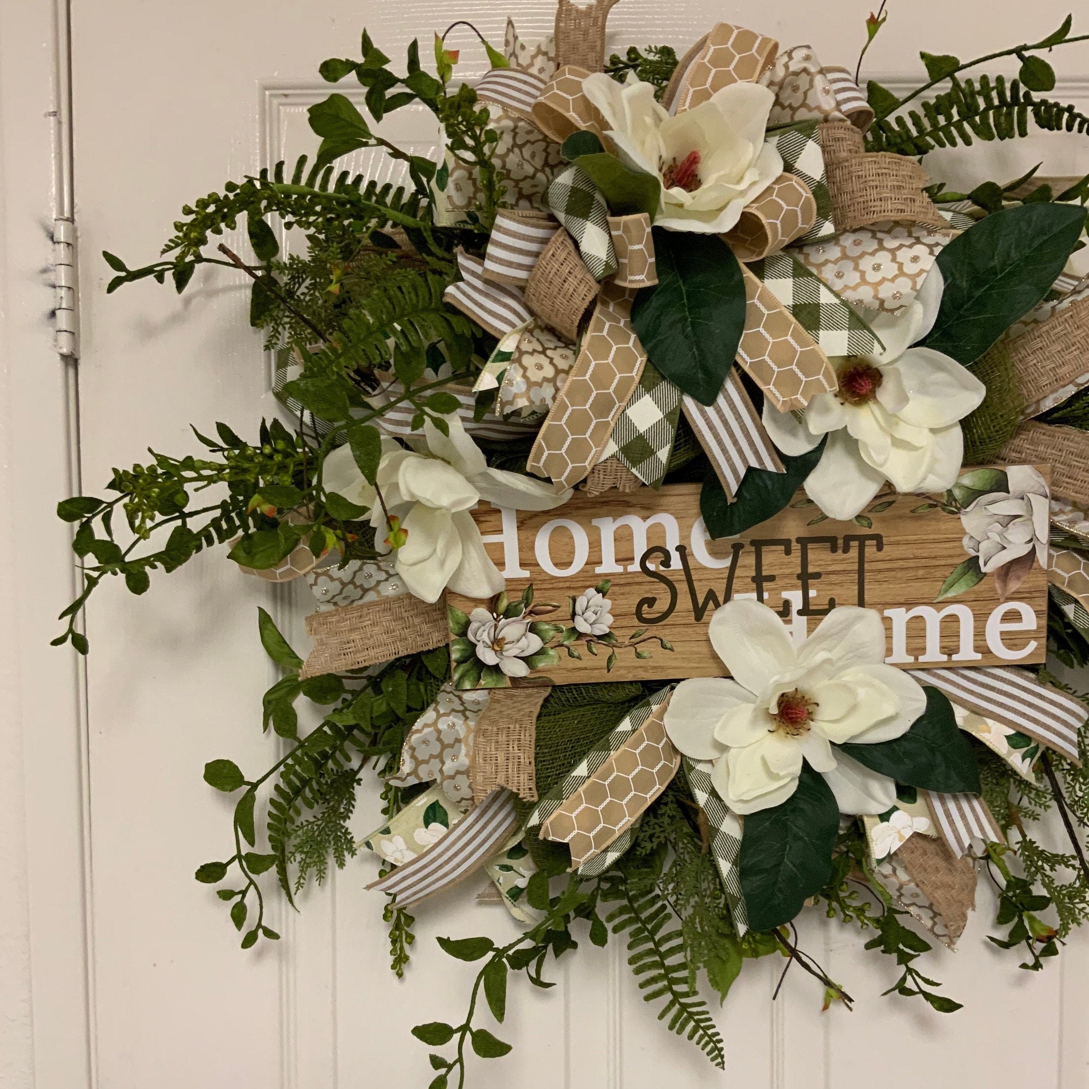 Home Sweet Home Wreath Magnolia Wreath Front Door Decor | Etsy
