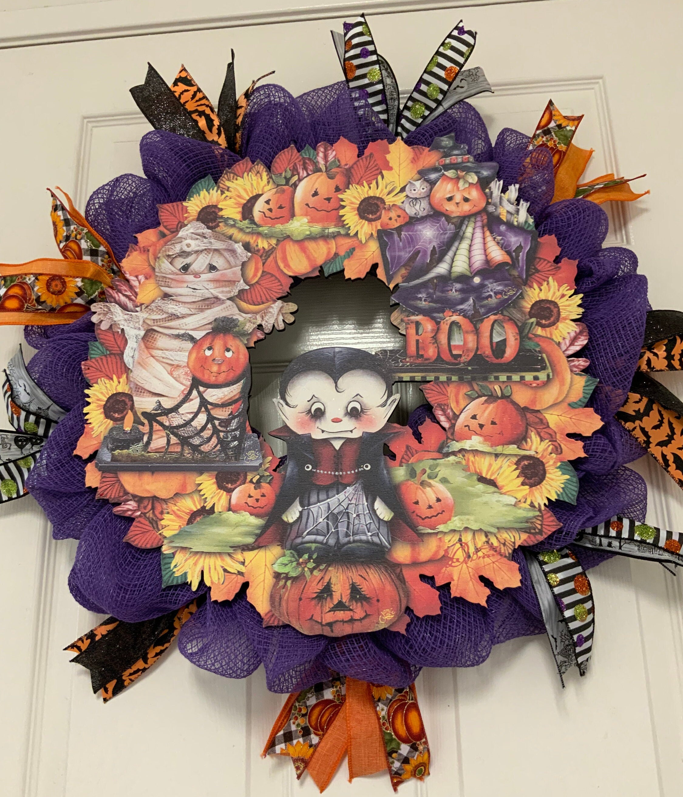 Halloween Ghoullish Wreath, Halloween Wreath for Front Door