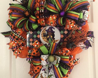 Halloween Witch Wreath, Halloween Wreath for Front Door, Halloween Front Door Decor, Halloween Front Door Wreath, Black Girl Magic Wreath