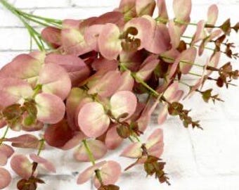 Red Eucalyptus 19”L x 14”W x 6”D Bush; Fall Red Eucalyptus Bush; Fall Floral Greenery