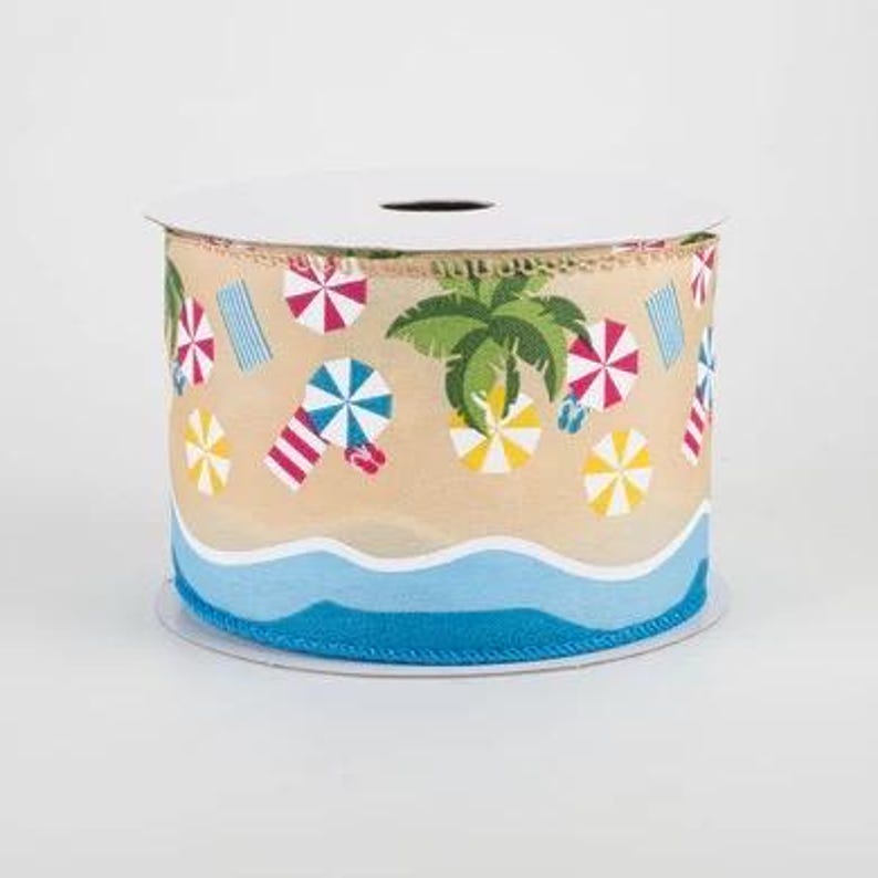 Seashore Beach Day 2.5” Ribbon; Summer Day at the Beach 2.5” Ribbon ...