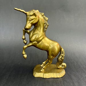 Vintage 1980's Brass Unicorn Statue