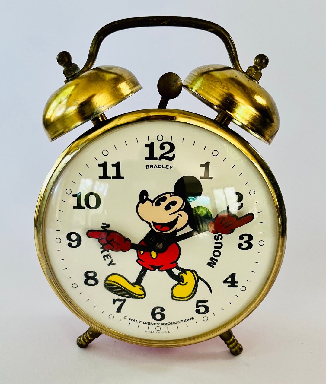Vintage 60's Bradley Mickey Mouse Double Twin Bell Alarm Clock