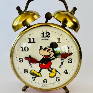 Vintage 60's Bradley Mickey Mouse Double Twin Bell Alarm Clock~ Made in the USA