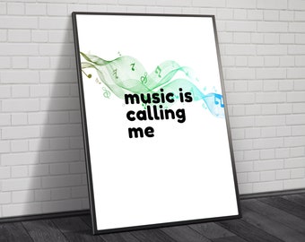 Arte stampabile, Music Calling, Studio Art, Poster musicale, Musica fluida, Bella stampa musicale, Download digitale, Regalo Musicista, Music Decor, Musica