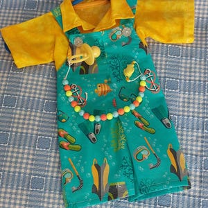 Cabbage Patch bib overalls and shirt with pacifier holder/wristlet NEW