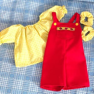 Cabbage Patch handmade lady bug red bib overalls & blouse NEW