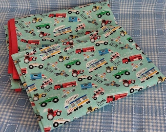 Kinderbettwäsche handgefertigter Kinderbettbezug & Kissenbezug mit Feuerwehrauto